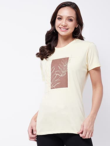 Image of Modeve Women Printed Cotton Blend Half Sleeve Round Neck T-Shirt for Summer