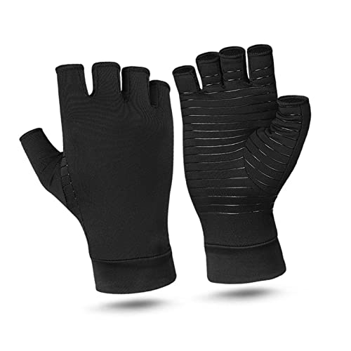 Arthritis Gloves, Half Finger Non Slip Copper Compression Arthritis Gloves Breathable for Women for Computers (M) - Image 3