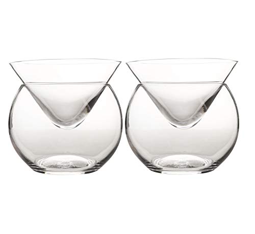 DUEBEL Kaviar Glas Kühler & Garnelen Servier Set - Perfekt für Cocktails! Universeller Martini Server, 2-teiliges Set für gekühlte Getränke.
