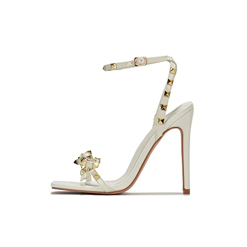 Cafenoir Spiked Bow Square Toe High Heels (Cafenoir)