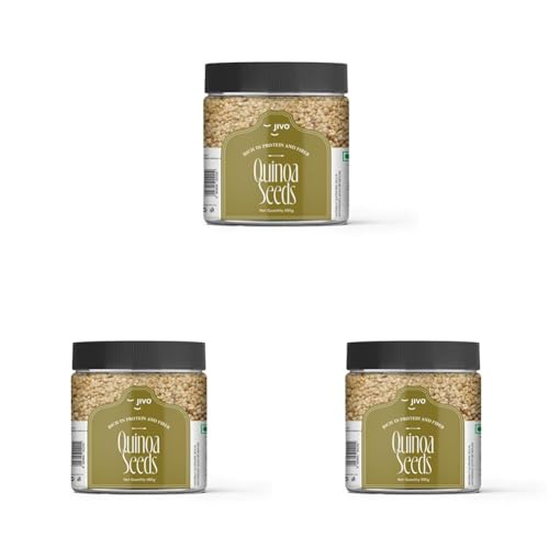 Image of Jivo Premium Quinoa Gluten Free | Gluten-Free | Saponin Free | High Protein & Fiber | Healthy Breakfast, Diet Food for Weight Management | 100% Wholegrain Cereal | Quinoa Jar 400g (Pack of 3)