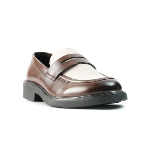 Image of Monkstory Cosmopolitan Contrast Penny Loafers - Brown /Beige