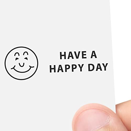 Large Self-Inking Have a Happy Day Stamp, Perfect for Shop, Up to 5K Imprints, Available in 11 Ink Colors, Reinkable, Easy Press and Print Stamping, Size Approx 3/4