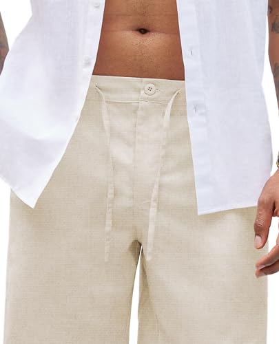 Linen Pants for Men - Casual Wide Leg Beach & Lounge Pants with Pockets2