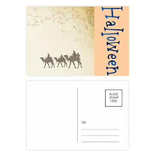 Cartes postales d'Halloween de prestige en soie véritable avec illustration de chameau