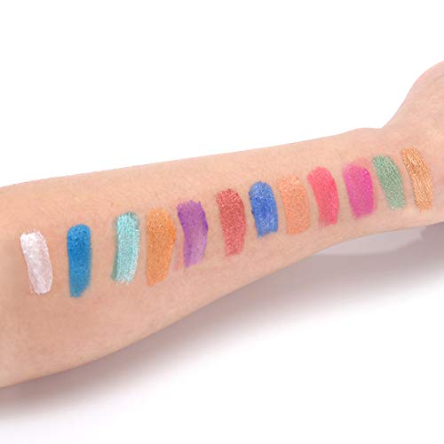 Loijon Kit de pintura de rosto e corpo de 12 cores Paleta Efeito de pérola Tintas à base de água com