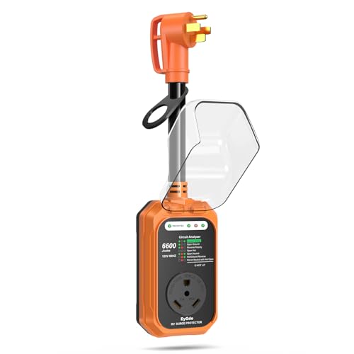 EyGde RV Surge Protector 50 Amp to 30 Amp Waterproof RV Circuit Analyzer with with Full Electrical Protection Power 50Amp to 30Amp Plug Adapter Protectors for Camper Travel Trailer Accessories