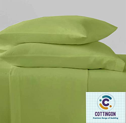 Image of Cottingon 5 PCs Split King Sheet Sets for Dual Adjustable Beds, Soft Luxury Microfiber XL Sheets for King Size Mattress Fits 15 to 18 deep Pocket, Sage