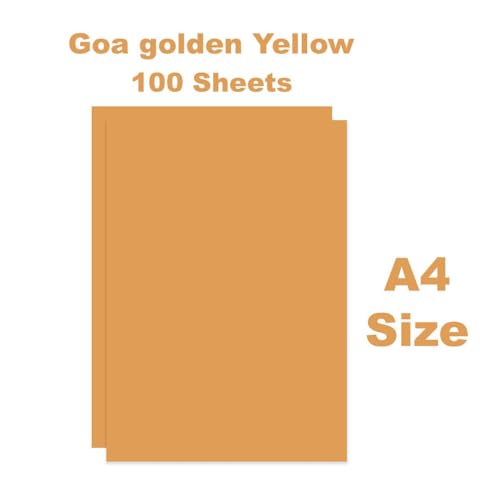 Image of CVANU Premium A4 Color Paper Sheets Goa Golden Yellow 120 GSM Color Art Papers for Kids DIY Arts and Crafts| Scrapbooking| Card Making (Pack of 100)