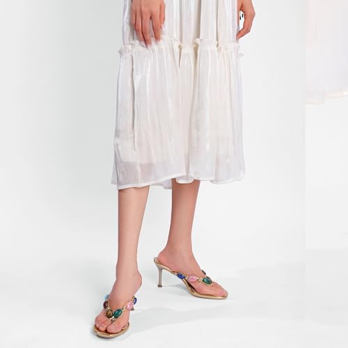 Jewelled Thong Heeled Sandals for Women Slip On Round Open Toe Flip Flop Pumps Mules Summer Strappy High Heels Dress Wedding Shoes4