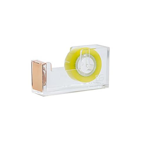 Clear Gold Toned Acrylic Tape Dispenser by Draymond Story - Fits 1 Inch Diameter Core Tape (Gold Stationery Series) Cover
