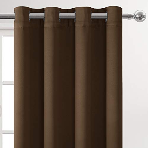 Image of DWCN Brown Room Darkening Blackout Curtains - Thermal Insulated Privacy Energy Saving Window Curtain Drapes 52 x 63 inch Length, Set of 2 Bedroom Living Room Curtains