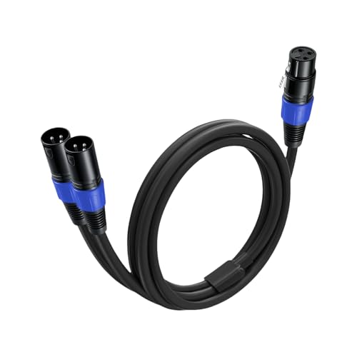 Jozzai 1 Pack XLR Splitter Cable 1.6 FT, 1 Female to 2 Male Patch Y Cable, Balanced Microphone Splitter Cord Audio Adaptor, Used for Microphone, Effector, Mixer, Equelizer, DMX LED, Amplifier, Guitar