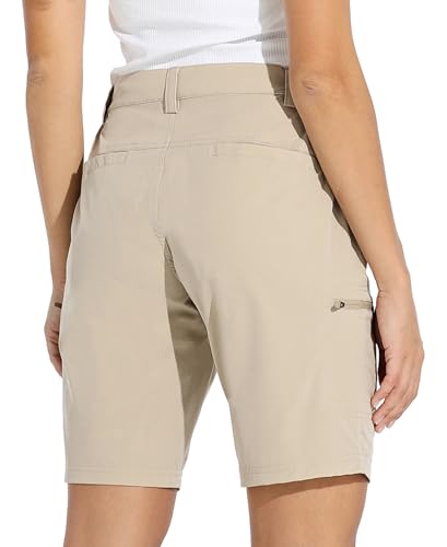Willit Women's 10" Hiking Cargo Shorts Stretch Golf Active Long Shorts Quick Dry Outdoor Summer Shorts