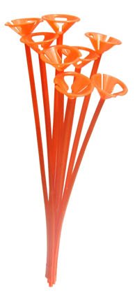 25 x 1 Piece Child Safety Balloon cup and stick holder. (best option instead of helium) (Orange)