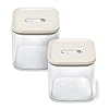 Caraway 2.5qt Glass Airtight Food Storage Containers with Lids - Non-Toxic, BPA-Free Kitchen Storage Container - Stackable, Space-Saving Airtight Containers for Pantry, Dry Goods - 2 Pack - Cream