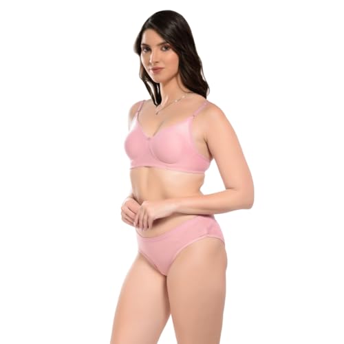 Image of SGC Women Cotton Blend Lingerie Set||Lightly Padded Wirefree Bra & Panty Set||Bridel Set for Women & Girls