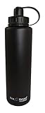 EcoVessel BIGFOOT Triple Insulated Stainless Steel Water Bottle with Tea - Fruit and Ice Infuser - 45 Ounces - Black Shadow