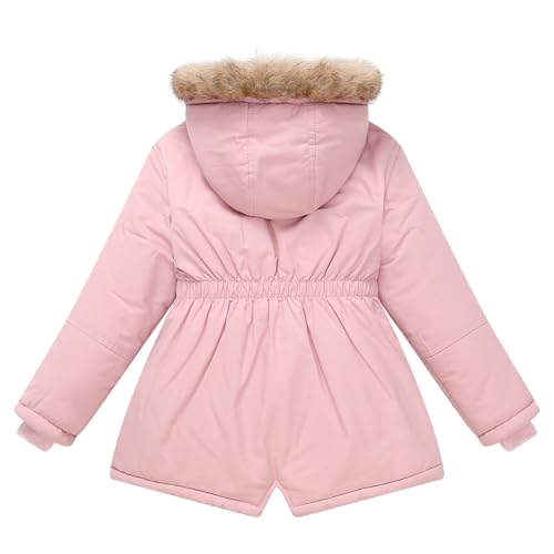Girls Winter Coat Hooded Fleece Jacket with Faux Fur Lining Windproof Warm Outerwear2