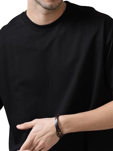 Image of Men's 240 GSM Cotton Oversized Tee - Heavyweight Bio-Washed Fabric | Premium Street Style | Super Soft, Thick & Breathable T-Shirt