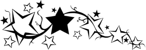 Image of Black Bright Star Car Window Sticker Non-Fade Easy to Remove Use Car Stickers Truck Motorcycle Body Decal Reflective Decor