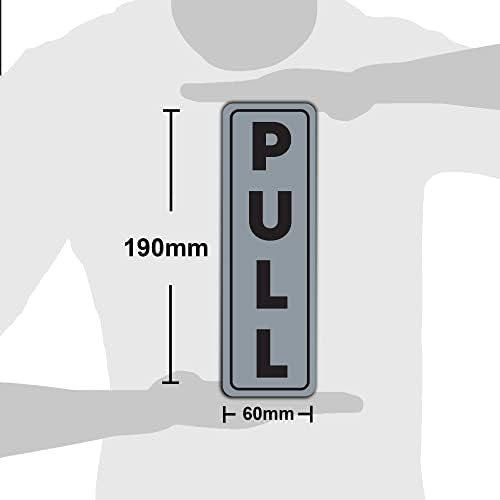 RDLCAR Set Pair of Push and Pull Door Sign Stickers for Restaurants, Bars, Hotel, Home, School, Coffee Shops - Self-Adhesive - Easy Installation, Vinyl - 60mm x 190mm (Silver), Set of 10