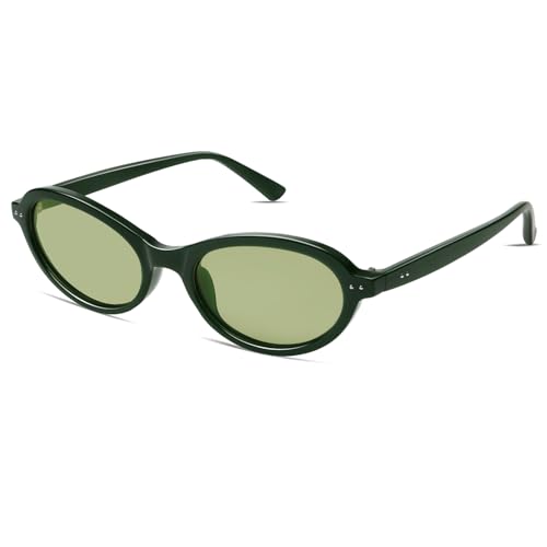 Image of VANLINKER Trendy Oval Polarized Sunglasses for Women Men Small 90s Style Retro Cat Eye Frame Narrow Sleek Design VL9847