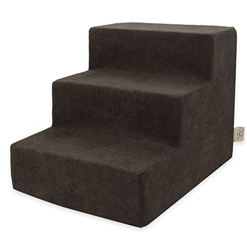 Image of Pet Steps /Stairs with CertiPUR-US Certified Foam for Dogs & Cats by Best Pet Supplies - Dark Brown, 3-Step (H: 13.5 inch)