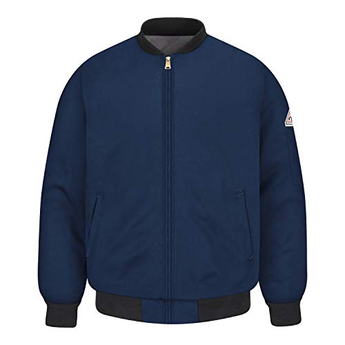 Bulwark Flame Resistant 9 oz Twill Cotton Excel FR Regular Team Jacket, Navy, Medium