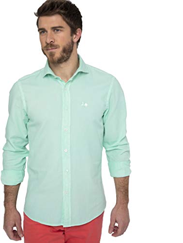 Scotta 1985 u0096 Camisa Estructura Menta Flúor Regular Fit, Algodón, Casual para Hombres,