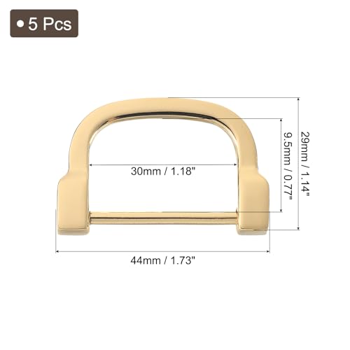 Anneaux en D à visser 3,0 cm couleur dorée pour sac et artisanat x5