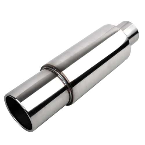 Krtopo 2,5 pulgadas (63MM) Silenciador de Admisión y Escape Tubo de Silenciador de la Caja Trasera de Escape de la Turbina del Automóvil 14,2 pulgadas (360MM) Acero Inoxidable de Longitud Total