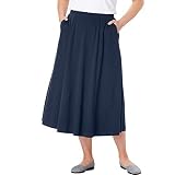 Woman Within 7-Day Knit A-Line Skirt Navy