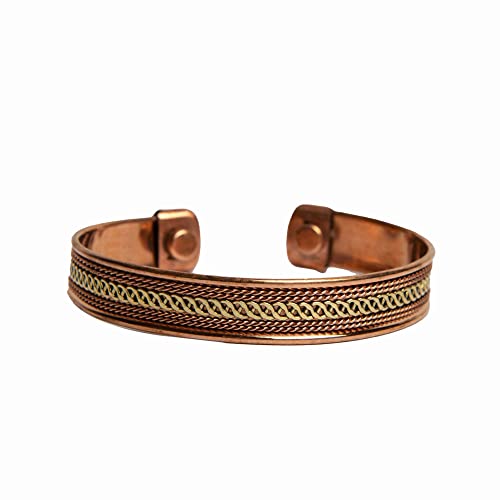 Image of Wonder Care Copper Bracelet for Men & Women | Solid and High Gauge Pure Copper Bracelet | Copper Jewelry Cuff kada Adjustable | Best Rakhi Gift for Brother | Copper Band with Velvet Case and Gift Box