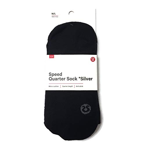 Lululemon Women's Speed Quarter Sock Silver (Black, M/L (7.5-10))