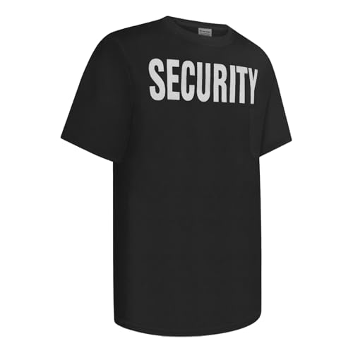 Uno Mejor Security Shirts for Men Safety Work Shirt for Security Guard Front Back Print T Shirts for Men Supermarket School ABDX-Black XL