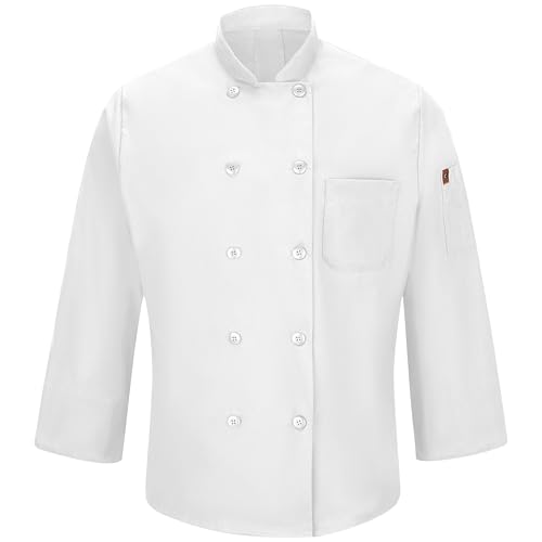 Image of Red Kap Men's Long Sleeve Ten Button Chef Coat with Mimix and Oilblok