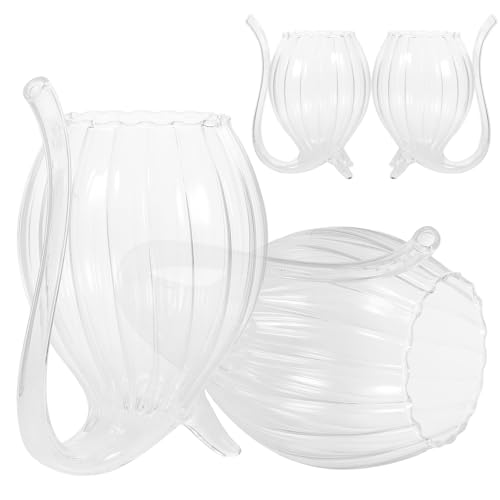 Healifty Vasos de Cristal Transparentes para Cócteles y Vino, Set de 4 Piezas de 300 Ml, Diseño Creativo Boca Curva Tipo Vampiro, Resistentes al Calor, Ideales para Bar y Fiestas