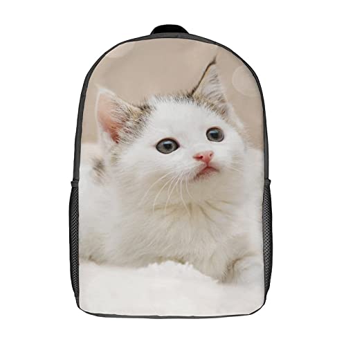 Sac à dos d'école pour enfants chat imprimé en 3D de 17 pouces grand format