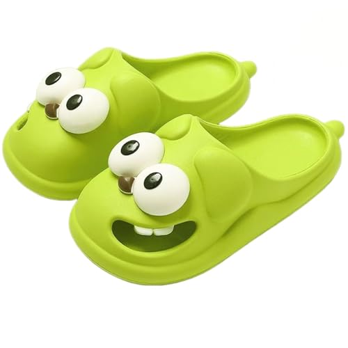 cookx Tongue Kiss Slippers,Big Eye Dog Slipper,Cute Soft Thick Sole 3d Big Eye Dog Slides For Women (38,Green)