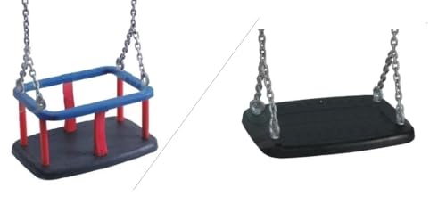 Spilli Outdoor World Sedile Altalena con Gabbia, Un Seggiolino di Gomma 2-in-1 con Catene Uso Commerciale per Asilo, Parco Pubblico