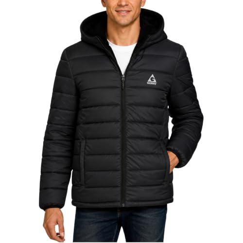 Gerry Puffer Jacket Men with Sherpa Lining and Hood – Warm Winter Coat for Men, Quilted Insulated Snow Jacket Outerwear