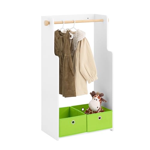 SoBuy Armario Infantil con Perchero y Cajas, Estantería para Ropa Infantil 60 x 35 x 110 cm KMB109-W ES