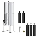 Waterdrop Gravity-fed Water Filter System, NSF/ANSI 42&372 Standard, 2.25G Stainless-Steel System with 5 Filters, Sight Glass Spigot and Stand, Reduces Chlorine and Lead-King Tank Series, WD-TK-S