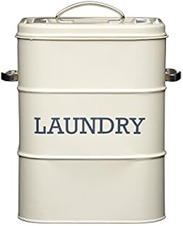 KitchenCraft Living Nostalgia LNLAUNDRYCRE 3 kg Metal Laundry Powder Tin, 19 x 16 x 27 cm - Antique Cream