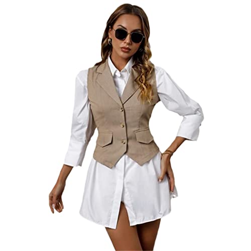 Chaleco de traje de mujer a la moda chaqueta casual de verano con solapa formal sin mangas