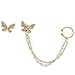 ZOYLINK Boucles d'oreilles en Chaîne De Bronzage Femme - Strass Décoratif Mode Papillon Glissière Glissière Boucle d'oreille Détachable Percé