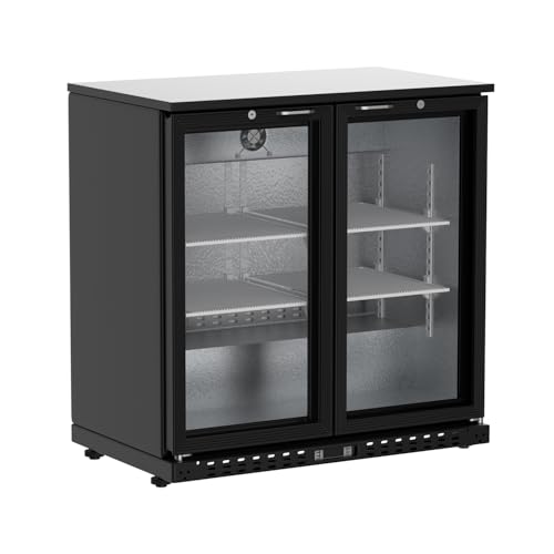 Reyleo Drink Cooler mikibama 35.4 Inch Back Bar Cooler with 2 Glass Sliding Doors 7.4 Cu.ft. Commercial Beverage...
