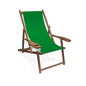 Promo Trade Holz-Liegestuhl mit Getränkehalter