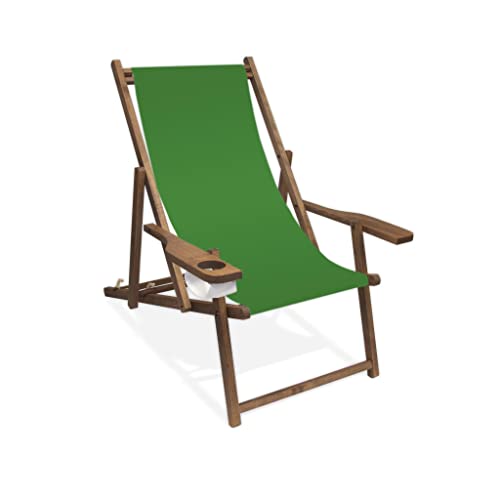Promo Trade Holz-Liegestuhl mit Getränkehalter